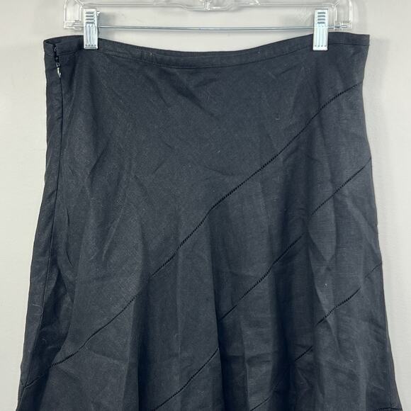 Sundance Black Linen Midi Trumpet Skirt Size 10 Prairie Cottage Core - Picture 10 of 12